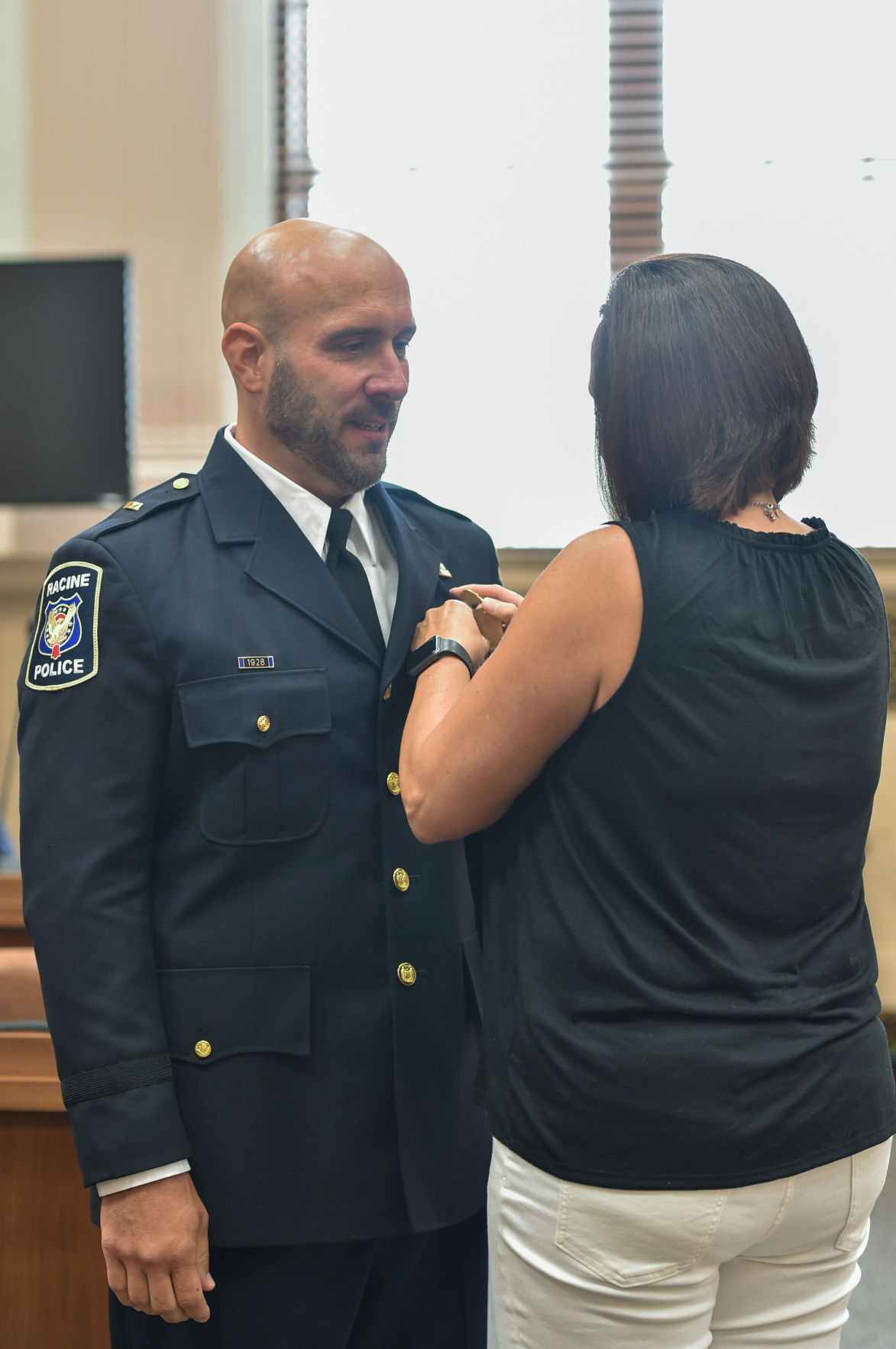 Lieutenant Joseph Spaulding badge pinning